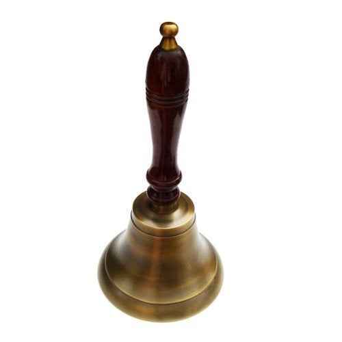 Treasure Gurus Old Antique Brass Wood Teachers Hand Desk School Bell