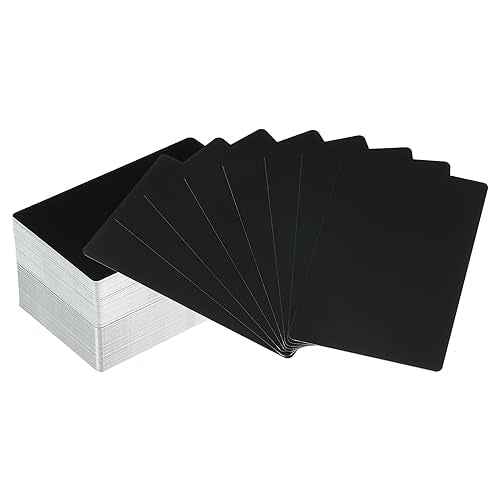 PATIKIL 200 Pack Metal Business Cards Blank, 0.45mm Thick 3.4x2.1 Inch Aluminum Laser Engrave Printable Name Card for Custom DIY, Black