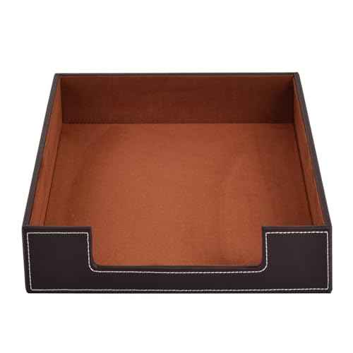 Leather Letter Tray, Office Supplies Desk Organizer for Mail Paper Files Magazines Jewelry Cosmetics,Luxury Letter Holder&Multipurpos Stackable Office Desktop Storage Box,Coffee