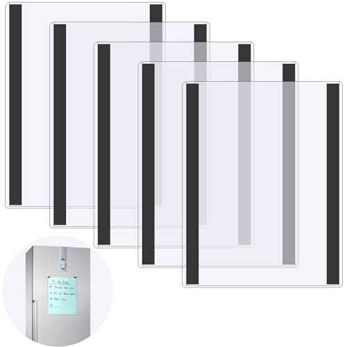 5 Pcs 8.5'' x 11'' Rigid Magnetic Sign Holders - Clear Plastic Document Frames with Magnet Borders for Letter Size Posters - Perfect for Home, Office, and Store Displays