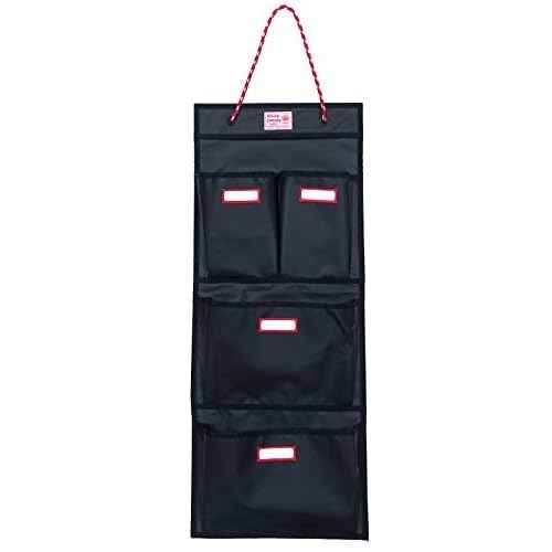 Rough Enough Locker Organizer Hanging Accessories Storage Organization with 4 Pockets for Work Door Gym Wall Black Tarpaulin