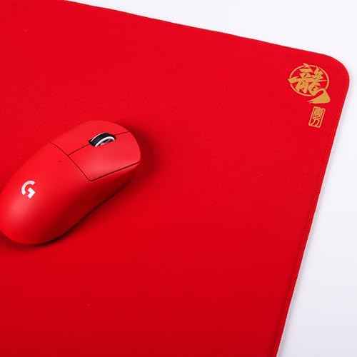 ESPTIGER Mouse Pads Shan Hai Series Tang Dao Loong Special Edition (480 x 400 x 4mm) Standard Size SlimFlex Base Delicate Blended Composite Flat Woven Fiber Large Cloth Gaming Mousepad ? Red