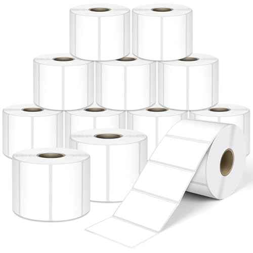 L LIKED 2.25" x 1.25" Direct Thermal Labels, Permanent Adhesive Barcode Address Label & Compatible with Rollo, Zebra and Other Desktop Printers (12 Rolls, 12000 Labels)