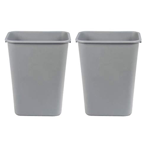 10 Gallon Commercial Office Wastebasket - Gray 2-Pack | Easy to Clean