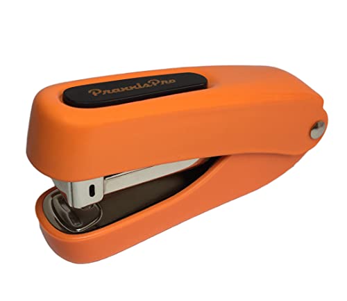 PraxxisPro Aria-Plus Orange Half-Strip Mini Stapler - Durable Compact Office Stapler