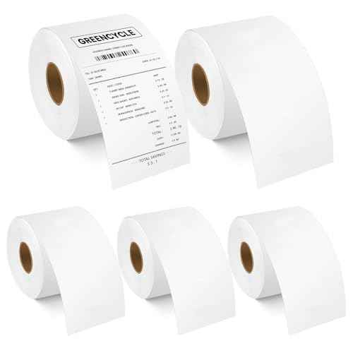 GREENCYCLE 5 Roll Compatible for Dymo 30270 2-1/4" x 250' Cash Register POS Receipt Paper Rolls LW Continuous White Labels Used for Zebra LabelWriter 450, 450 Turbo, 4XL, NOT FIT 550 & 5XL