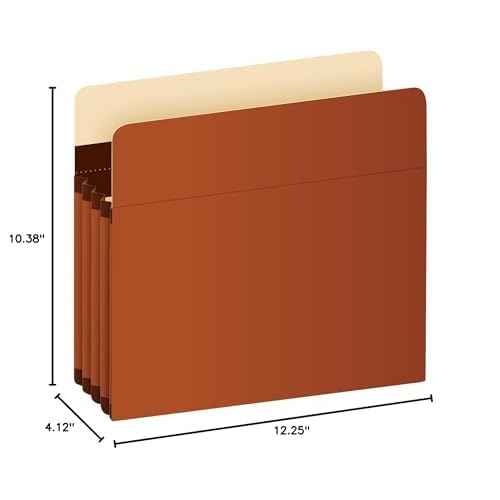 Pendaflex Expanding Accordion File Pockets, Extra Durable, Expands 3.5", Letter Size, Reinforced with Dupont Tyvek Material, 10/Box (15421), Brown