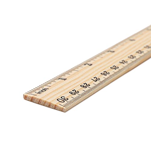SZLFSX 10 Pack 12 Inch Wooden Rulers - Double-Sided Metric & Inch Scale, Office & School Measuring Tools
