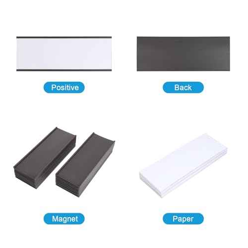 Eeoyu Magnetic Label Holders with Magnets Magnetic Data Card Holders with Clear Plastic Protectors for Metal Shelf, Whiteboard, Set of 30 (3 x 8 Inch)