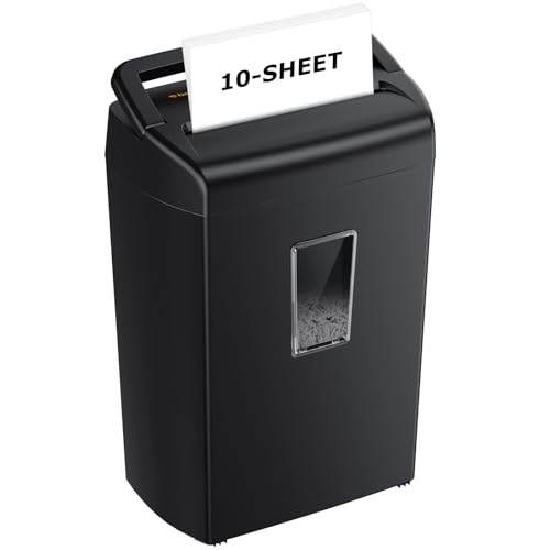 Bonsaii Black 10-Sheet Heavy Duty Cross Cut Paper Shredder for Home & Office