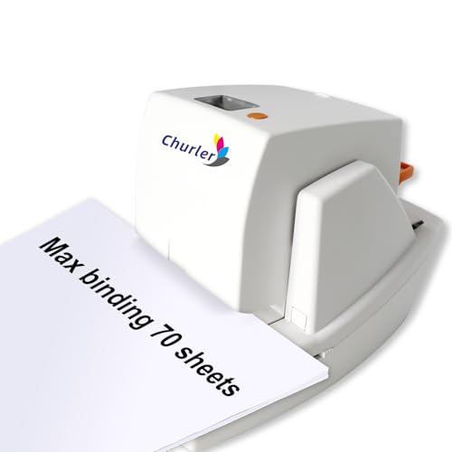 Churler Heavy Duty Electric Stapler - Automatic Flat-Clinch, 70 Sheet Capacity, 5500 Staples Included, 3 Binding Speeds