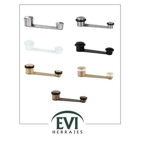 EVI Herrajes | Door Swivel Retainer Stop | Useful Hole 70 mm Thick | Black Rubber | Matte Finish Brass | Adhesive Fixing or with Screw+Dowel | Mod. I-152DUALLMT