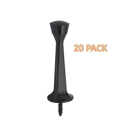 QCAA Rubber Tip Heavy Duty Solid Rigid Door Stop, 3", Zinc Die Cast, Matte Black, Made in Taiwan, 20 Pack
