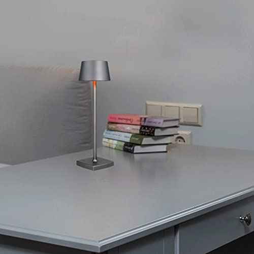 Rechargeable led Cordless Table Lamps, Aluminum, dimmable,Suitable for Indoor and Outdoor Lighting Grey