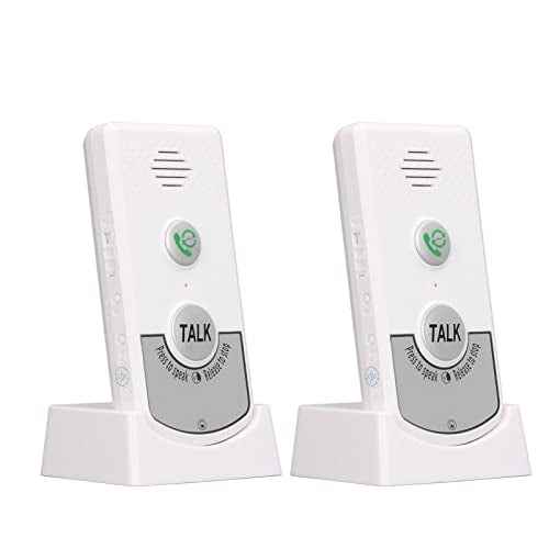2 Way Talk Doorbell Voice Intercom, Home Caregiver Pager Intercom Super Long Range 1000ft Intercomunicador Indoor Outdoor System for Home Hospital Office (White)
