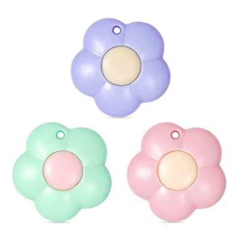 Fengek 3 Pcs Mini Retractable Utility Knife Flower Pocket Box Cutters Plastic Letter Opener Slide Open with Keychain Hole for Box Letter Envelope, Flower Shape
