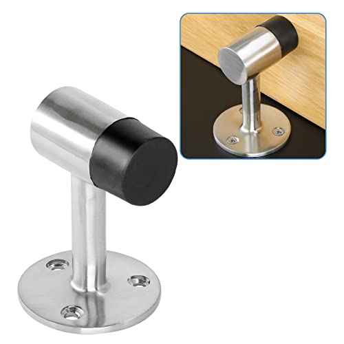 10pcs Floor Mount Door Stop, Silver Door Stoppers Heavy Duty Doorstop with Rubber Bumper & Stainless Steel Screws
