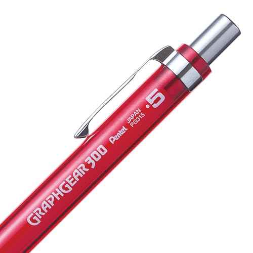 Pentel GraphGear 300 Mechanical Pencil, Box of 12 Pencils, red, 0.5mm