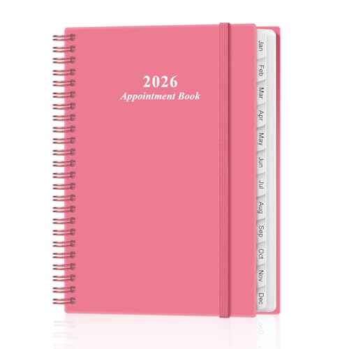 2026 Appointment Book & Planner - Hourly Planner from January 2026 to December 2026, Weekly Appointment Book 2026 with 30-Minute Interval, 6.4" x 8.5", Pink