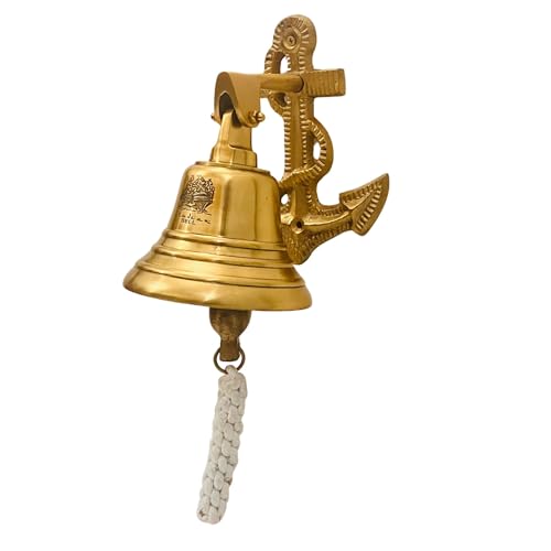 Large Indoor Outdoor Ship Anchor Bell - Decorative Metal Door & Wall Bell for Pub, School, Home, Office