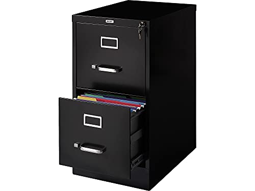 Staples 2-Drawer Vertical File Cabinet, Letter Size, Lockable, Black, 22" D
