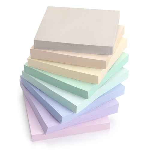 Sticky Notes 3x3 inch, 8 Pads, Pastel Colors Self-Stick Pads, Self-Adhesive Sticky Notes, 8 Pads/Pack, 80 Sheets/Pad, Total 640 Sheets