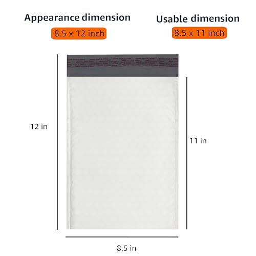 Amazon Basics 8.5 x 12-Inch Poly Bubble Mailers - 100 Pack, Self-Sealing, White/Grey