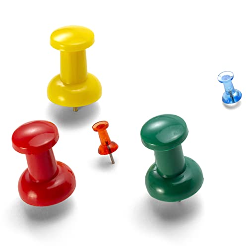 Officemate Giant Push Pins 1.5 in Assorted Colors – 12 Pack