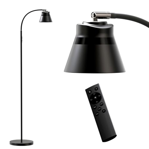 AXX Reading Floor Lamp for Living Room, Flexible Gooseneck Standing Lights for Task, Craft, Architect - Small-Shade, Metal, LED, Black, Bright, Dimmable