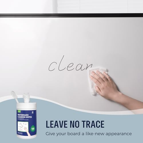 loukin 100 Pack Whiteboard Cleaning Wipes, Dry Erase Surface Cleaner, Non-Toxic & Moist to Use