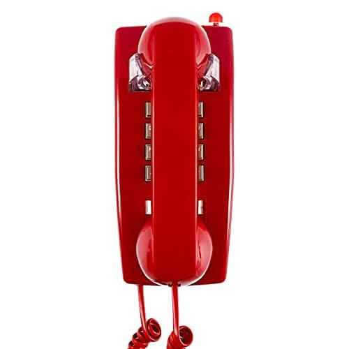 Traditional Red Wall Phones for Landline Mechanical Ringing, Classic 2554 Wall Telephone Ringing Indicator, Retro Wall Phone Hearing Aid, Old Wall Mount Phone for Home,School, Backup Telephone