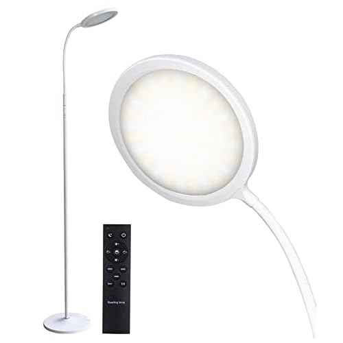 Tenmiro LED Floor Lamps for Living Room, Bright Modern Reading Floor Lamp with Stepless Adjust Color Temperatures & Brightness, Standing Lamp with RF Remote & Touch Control(White)