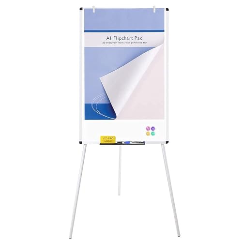 VIZ-PRO Magnetic Whiteboard Easel 36x24 Inches Silver Portable Dry Erase