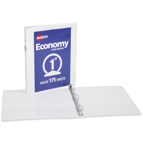 Avery Standard View 1-Inch 3-Ring Binder with Round Rings, White, Pack of 1