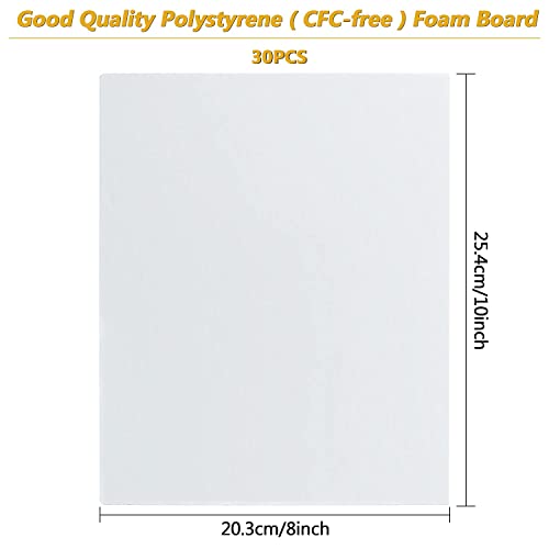 30 Pcs White Foam Boards 10x8 Inch Thick Poster Boards for Art Crafts Presentations