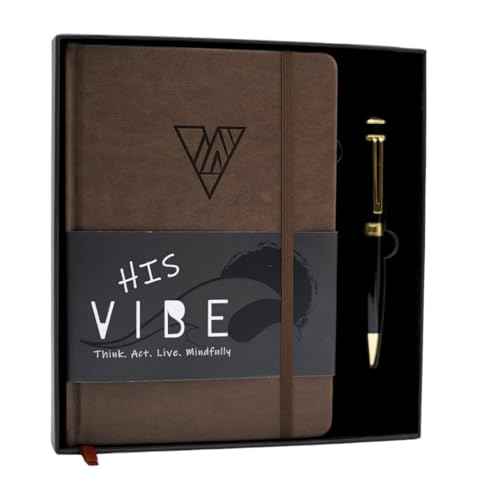 The Vibe Journal and Pen Gift Set: 13-Week Guided Mindfulness Journal for Men | Thoughtful Daily Prompts, Practical Exercises, and Habit-Building Tools | A5 Size | Premium Self-Care and Writing Gift