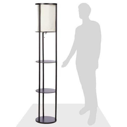 Adesso 3117-01 Stewart 62.5" Round Floor Lamp ? Lighting Fixture with Storage Shelves, Smart Switch Compatibility Lamp. Home Decor Accessories,Black Base Finish