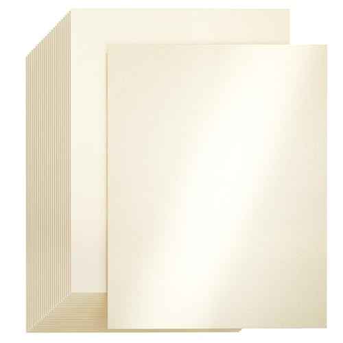 CreGear 25 Sheets Cream Shimmer Cardstock Printer Paper 8.5 x 11, 78lb/210gsm Glossy Card Stock, Premium Pearl Cardstock, Double Side Pearlescent Paper for DIY Craft, Christmas Card Making, Invitation
