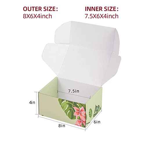 Hawaiian Flower Shipping Boxes Pack of 25 - 8x6x4in Hawaiian Floral Gift Boxes Small Cardboard Corrugated Mailer Shipping Boxes for Small Business Packaging Shipping Mailing