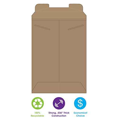 Aviditi 6" x 8" Stayflats Rigid Flat Mailers, Kraft, For Keeping Documents, Photos, and Artwork Protected During Shipping (100 Pack)