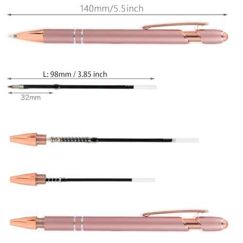 MengRan 3.85'' Ballpoint Ink Pen Refills for Click Pens, 1 mm Medium Point Tip, (Refills-Black ink-10Pcs)