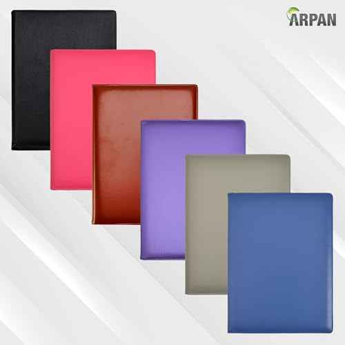 Arpan A4 Certificate Presentation Folder, Faux Leather Document Organizer, Professional Portfolio Book, Conference Display Binder (Brown, 48 Pockets 96 Sides)
