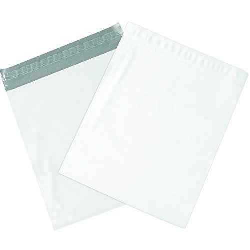 BOX USA "Poly Mailer Envelopes, 15"" x 20"" x 4"", White, Self-Seal with Tear Strip, Gusseted, Waterproof and Puncture Resistant, for Shipping Bulky Items, Books and Catalogs, Pack of 100" (BEPM15204)