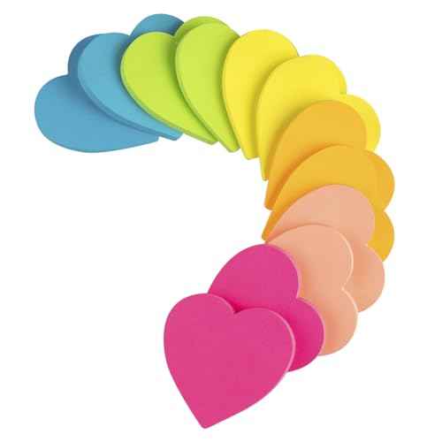 (12 Pads) Heart Sticky Notes 3x3 Inches,Cute Bright Colors Self-Stick Pads, Easy to Stick for Home, Notebook, 72 Sheets/pad