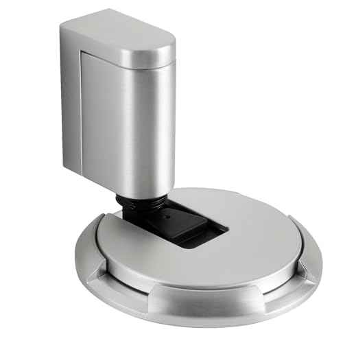 Bak Bo Windproof Door Stoppers 2 Pack Adjustable Bottom of Door Holder Indoor No Drilling Heavy Duty Mechanical Floor Door Stop with Screws and Adhesive Catch Door Keep Door Open Brushed Nickel BN-2