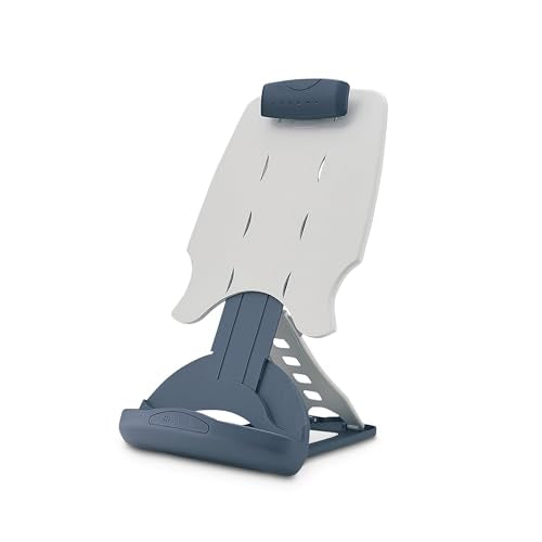 Kensington Insight Adjustable Book Copyholder, Metal, Midnight Blue/Gray, 50 Sheet Capacity