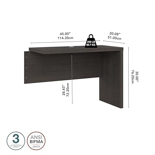 Bush Echo Desk Return/Bridge Charcoal Maple – 42W x 20D x 30H, for Echo Desks