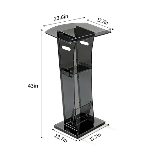 43" Black Translucent Acrylic Podium Stand | GRASS BROOK