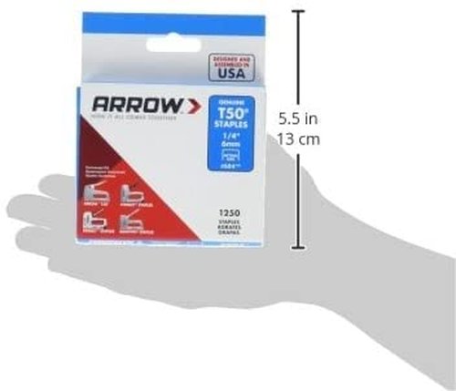 Arrow Fastener T50 3/8 in. W x 1/4 in. L 18 Ga. Wide Crown Heavy Duty Staples 1250 pk, Case of 2, Pack of 5 (Total of 10 Pack)