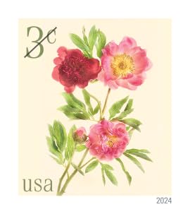 USPS Peonies 3-Cent Definitive Postage Stamps Sheet of 20 - Mail Use